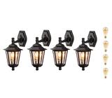 4 Arandela Colonial Externo Preto Lente Transp. Lup40 + LED - Acende a Luz