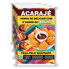 4 Banners acarajé, comida, telefone editável - G Artes