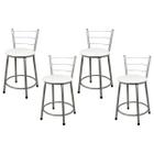 4 Banquetas Baixa para Cozinha Epoxi Cinza