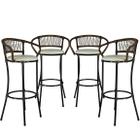 4 Banquetas em Fio de Fibra Artesanal para Bar, Bancada, Balcão - Branco Gelo Argila - Cancún