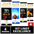 4 Barras, Chocolate Suiço Lindt Excellence, Cacau Nobre, Sabores Sortidos, 4x100g