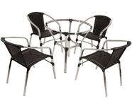 4 Cadeiras Floripa e Mesa Ascoli em Alumínio para Área, Edícula, Jardim Trama Original