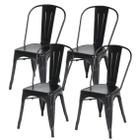 4 Cadeiras Industrial Ferro Iron Churrasco Bar Preto Fosco