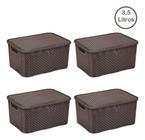 4 Caixa/cesto Mini Rattan Monte Libano 3,5 Litros Com Tampa - Monte Libano Industria e Comer