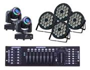 4 Canhao 18 Leds Rgbw 12w + Moving Head Spot 60w C/mesa Dmx - Kits