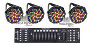 4 Canhão Refletor Led Par 64 Slim Rgbwa 60 Led 5w + Mesa DMX 192