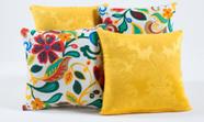 4 Capas de Almofadas Decor Lovers Floral Amarelo Colorido