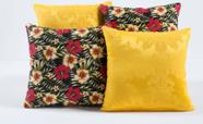 4 Capas de Almofadas Decor Lovers Floral vermelho e Amarelo