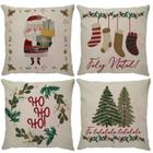 4 Capas para Almofada Natal Linho Estampas Natalinas Luxo Decoração sala sofá 43x43cm nt02