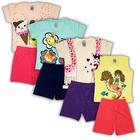 4 Conjunto De Verão Roupa Infantil Menina Camiseta Shorts