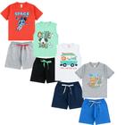 4 Conjunto De Verão Roupa Infantil Menino Camiseta Bermuda