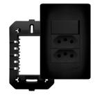 4 Conjunto Interruptor Simples + 2 Tomadas 10a Preto Fosco