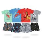 4 Conjuntos c/ Short Moletinho Estampado Infantil Masculino Verão