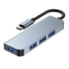 4-em-1 tipo-c hub de rede multi-divisor adaptador com 1xusb3.0+3xusb2.0 para acessórios de computador pc - HUOGUO