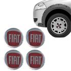 4 Emblema Adesivo Calota Fiat Resinado Vermelho