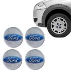 4 Emblema Adesivo Calota Ford Ka Fiesta Resinado prata c/Azul