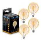 4 Lâmpadas Volter Filamento Led Âmbar Globo 2200k 4w E27