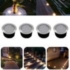 4 Luminárias Balizadores Spot Led SMD Em PVC De 7W Luz Branco Quente De Embutir Em Piso Chão Solo Gramado Jardim Escada