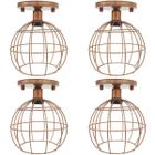 4 Lustres Teto Plafon Industrial Aramado Globo Retrô Luminária Vintage Cobre Rose Gold Agp Ilumini