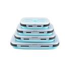 4 Pcs Eco-Friendly Silicone Portable Bowl Bento Folding Micro-ondas aquecendo caixa de almoço de armazenamento de alimentos ao ar livre Lancheiras