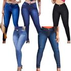 4 Peças Jeans Feminina Skinny Cintura Hot Pants