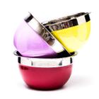 4 Peças tigela colorida amarelo, rosa vermelho de inox 20cm - DASSAUS Tigela Bowl Louça Cozinha Bowl Inox