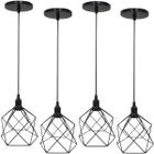 4 Pendentes Aramado Cálice Luminária Lustre Luxo Teto Retrô Vintage Balcão Agp Ilumini Industrial