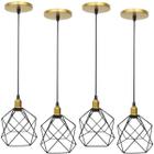 4 Pendentes Aramado Cálice Luminária Lustre Luxo Teto Retrô Vintage Balcão Agp Ilumini Industrial