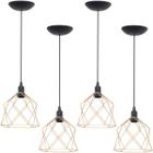 4 Pendentes Aramado Cálice Luminária Lustre Teto Retrô Vintage Industrial Balcão Agp Ilumini