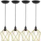 4 Pendentes Aramado Cálice P Luminária Lustre Teto Retrô Vintage Industrial Balcão Agp Ilumini