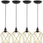 4 Pendentes Aramado Cálice P Luminária Lustre Teto Retrô Vintage Industrial Balcão Agp Ilumini