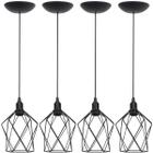 4 Pendentes Aramado Cálice P Luminária Lustre Teto Retrô Vintage Industrial Balcão Preto - Agp Ilumini