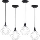 4 Pendentes Aramado Diamante Luminária Lustre P Teto Retrô Vintage Industrial Balcão Agp Ilumini