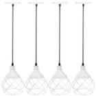 4 Pendentes Aramado Esfera Balonê Lustre Luminária Teto Regulável Sala Cozinha Industrial Agp