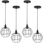 4 Pendentes Aramado Globo Luminária Lustre Luxo Teto Retrô Vintage Balcão Agp Ilumini Industrial