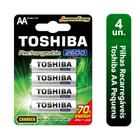 4 Pilhas Recarregáveis Toshiba AA Pequena 2600mAh