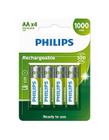 4 Pilhas Recarregável Philips Aa 1000mah 1,2v R6B4RTU10/59