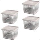 4 Pote Para Alimentos Transparente Prisma 850ml Com Tampa - potte