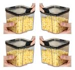 4 Potes Porta Mantimento Organizador Trava Cozinha 500ml nf - PlasAcrilicos