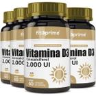 4 Potes Vitamina D3 2000UI Colecalciferol 60 Cápsulas Fitoprime