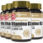 4 Potes Vitamina D3 2000UI Colecalciferol Extra 150 Cápsulas Fitoprime