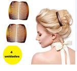 4 presilhas Pente para cabelo Acessório Penteado marrom