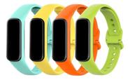 4 Pulseiras De Silicone Para Fit2 R220 Fit 2 R220 Verde Água / Amarelo / Laranja / Verde Limão - T-Shirck