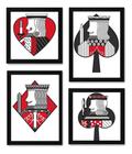 4 Quadros Decorativos Reis Baralho Arte Cartas Poker