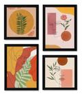 4 Quadros Lindas Artes Simplistas Mulhres Folhas