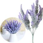 4 Ramos Plantas Lavanda Artificiais Roxo Com 35 Folhas 40cm