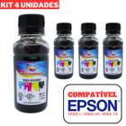 4 Refil 100ml Tinta Cor Preta Para Impressora L375 L395 L3150 L3110 - RC