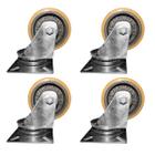 4 rodas Cinza 4'' ferro/poliuretano s freio Placa Giratór