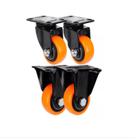 4 Rodízio 50mm Em PVC Rodinha Laranja (2 Fixos e 2 Sem Trava)