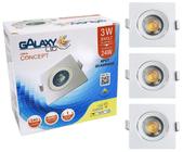 4 Spot Led Quadrado Direcional 3W Branco Quente 3000k Bivolt - Galaxy Led